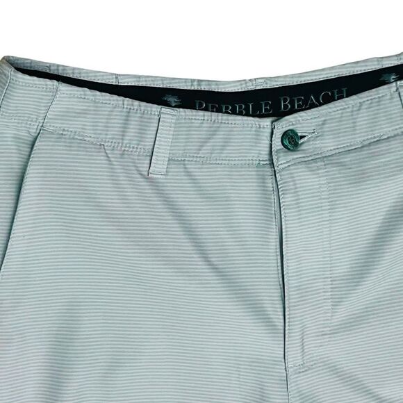 Pebble Beach Gray Golf Shorts Elastic/Silicon-Logo Waistband Flat Front 34 NWOT - Picture 2 of 9